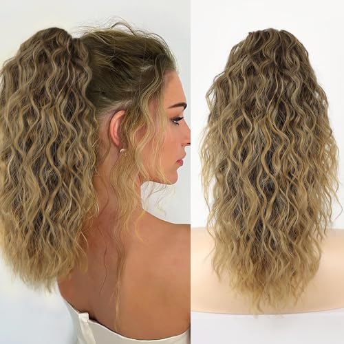 ORSUNCER Pferdeschwanz-Verlängerung mit Clip, 45 cm, gelockt, mit synthetischem Clip, natürlich und flauschig, für Damen, Omber, Aschblond ORSUNCER Pferdeschwanz-Verlängerung mit Clip, 45 cm, gelockt, mit synthetischem Clip, natürlich und flauschig, für Damen, Omber, Aschblond von ORSUNCER