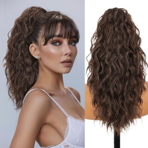 Pferdeschwanz-Extensions, 45,7 cm, Pferdeschwanz-Clip, natürlich aussehend, flauschiger Pferdeschwanz, synthetisches Haarteil für Frauen Pferdeschwanz-Extensions, 45,7 cm, Pferdeschwanz-Clip, natürlich aussehend, flauschiger Pferdeschwanz, synthetisches Haarteil für Frauen von ORSUNCER