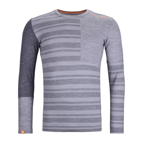 ORTOVOX 185 Rock'n'Wool Long Sleeve M - Vielseitiges, bequemes Longsleeve aus feiner Merinowolle für Wintertouren - GRAU - Herren - M von ORTOVOX