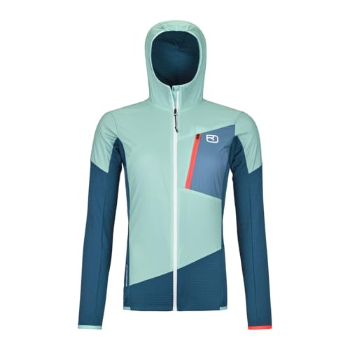 ORTOVOX LADIZ HYBRID JACKET W - Funktionale Merino Hybrid-Jacke für DAMEN mit winddichten Einsätzen für den alpinen Einsatz - BLAU - DAMEN - XL von ORTOVOX