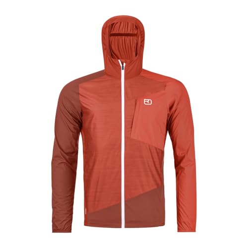 ORTOVOX WINDBREAKER JACKET M - Federleichte, winddichte Jacke für HERREN mit minimalem Packmaß für alpine Touren - ROT - HERREN - S von ORTOVOX