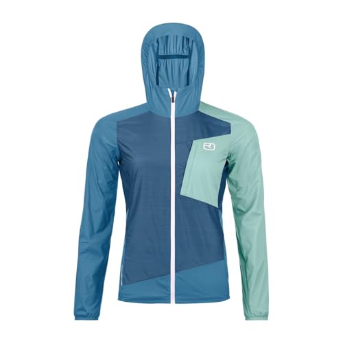 ORTOVOX WINDBREAKER JACKET W - Federleichte, winddichte Jacke für Frauen mit minimalem Packmaß für alpine Touren - BLAU - DAMEN - M von ORTOVOX
