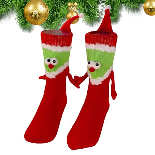 Magnetische Weihnachten Socken, Weihnachtssocken die sich an den Händen halten, lustige Weihnachtssocken, Unisex Hand in Hand Socken, Funny Freundschaftssocken für Damen und Herren von ORTUH