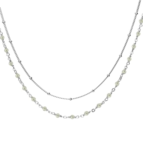 ORUS BIJOUX Halskette aus rhodiniertem Silber, Doppelkette und Natursteinen, Labradorit – Größe: 41 cm, Sterling-Silber 925/1000, Labradorit ORUS BIJOUX Halskette aus rhodiniertem Silber, Doppelkette und Natursteinen, Labradorit – Größe: 41 cm, Sterling-Silber 925/1000, Labradorit von ORUS BIJOUX