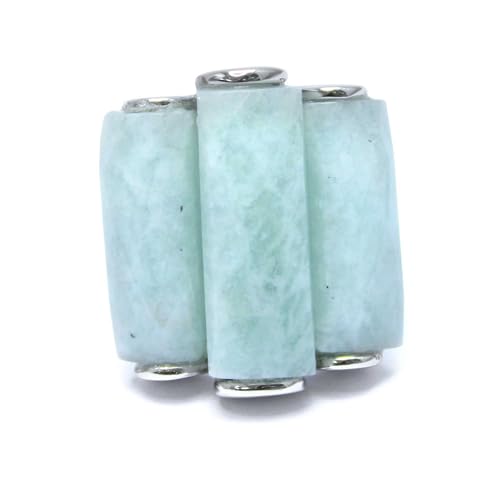 ORUS BIJOUX - Ring aus rhodiniertem Silber und Naturstein Amazonit – Größe: 1,5 cm, Sterling Silber, Malachit ORUS BIJOUX - Ring aus rhodiniertem Silber und Naturstein Amazonit – Größe: 1,5 cm, Sterling Silber, Malachit von ORUS BIJOUX