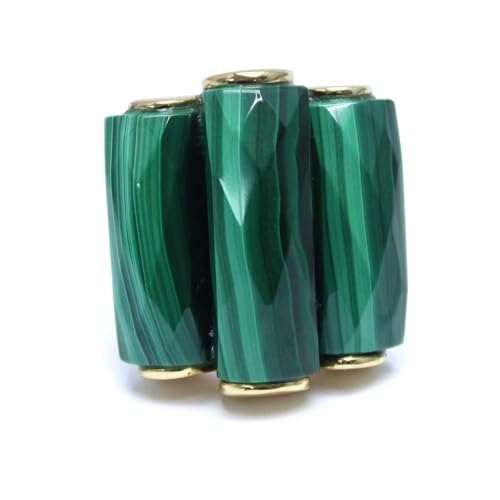 ORUS BIJOUX - Ring aus vergoldetem Silber und Naturstein, Malachit – Größe: 1,5 cm, Sterling Silber, Malachit von ORUS BIJOUX