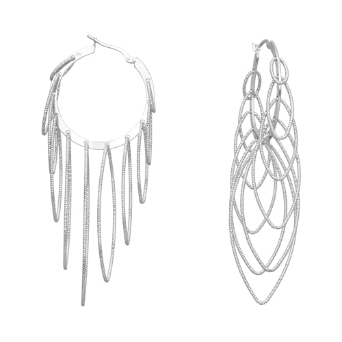 Ohrringe aus rhodiniertem Silber, Multi Oval Ohrringe aus rhodiniertem Silber, Multi Oval von ORUS BIJOUX