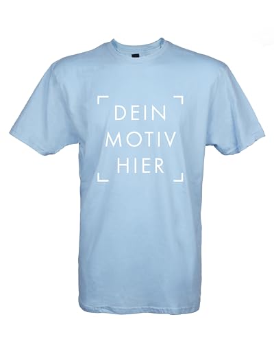 ORWO T-Shirt selbst gestalten für Männer | eigenes T-Shirt Personalisieren | 100% Baumwolle | Rundhalsausschnitt | Geschenk für Männer (L, Hellblau) von ORWONet