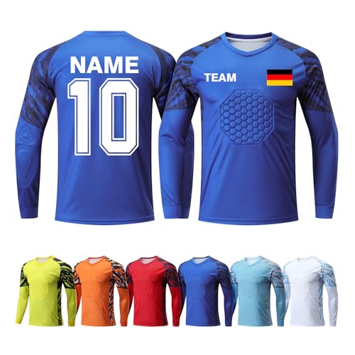 ORYG Gepolstertes Personalisierte Torwarttrikots Kit mit Namen Nummer Logo für Männer Jungen Torwart Set Kinder Fussball von ORYG