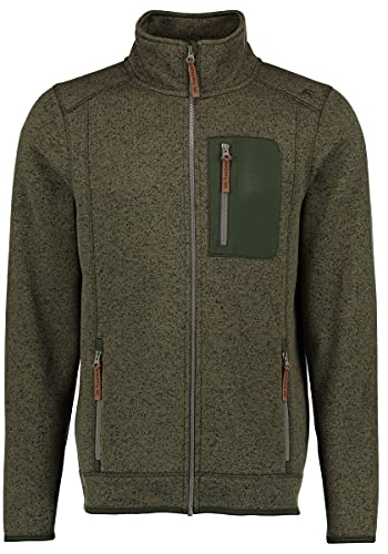 OS Trachten Orbis Herren Fleecejacke Strickfleecejacke Freizeitjacke mit Stehkragen hochgeschlossen Nucku, Größe:L, Farbe:oliv von OS Trachten