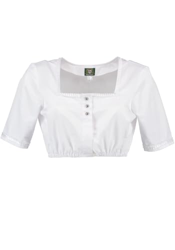 OS Trachten Damen Bluse Kurzarm Unterziehbluse Trachtenbluse mit Kastenausschnitt Vebil, Größe:42, Farbe:weiß von OS Trachten