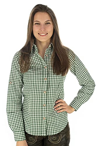 OS Trachten Damen Bluse Langarm Trachtenbluse mit Liegekragen Qorru, Größe:34, Farbe:Khaki/Schlamm von OS Trachten