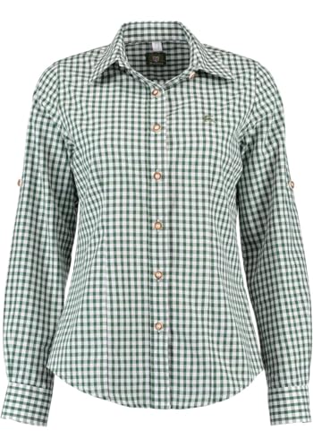 OS Trachten Damen Bluse Langarm Trachtenbluse mit Liegekragen Qorru, Größe:34, Farbe:Khaki/Schlamm von OS Trachten