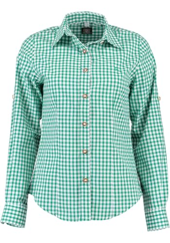 OS Trachten Damen Bluse Langarm Trachtenbluse mit Liegekragen Qorru, Größe:36, Farbe:trachtengrün von OS Trachten