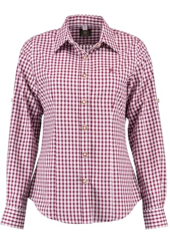 OS Trachten Damen Bluse Langarm Trachtenbluse mit Liegekragen Qorru, Größe:38, Farbe:weinrot von OS Trachten