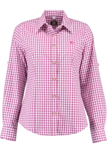 OS Trachten Damen Bluse Langarm Trachtenbluse mit Liegekragen Qorru, Größe:42, Farbe:dunkelrot von OS Trachten