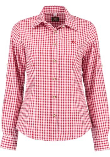 OS Trachten Damen Bluse Langarm Trachtenbluse mit Liegekragen Qorru, Größe:50, Farbe:mittelrot von OS Trachten