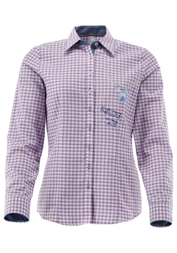 OS Trachten Damen Bluse Langarm Trachtenbluse mit Liegekragen Fenadi, Größe:46, Farbe:lila von OS Trachten
