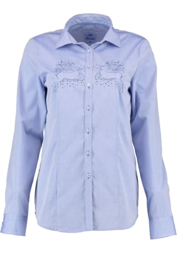 OS Trachten Damen Bluse Langarm Trachtenbluse mit Liegekragen Feqoy, Größe:46, Farbe:hellblau/bleu von OS Trachten