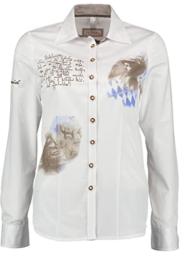 OS Trachten Damen Bluse Langarm Trachtenbluse mit Liegekragen Ferol, Größe:36, Farbe:weiß von OS Trachten