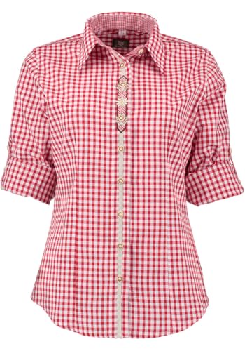 OS Trachten Damen Bluse Langarm Trachtenbluse mit Liegekragen Flosa, Größe:40, Farbe:mittelrot von OS Trachten