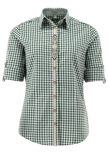 OS Trachten Damen Bluse Langarm Trachtenbluse mit Liegekragen Flosa, Größe:44, Farbe:Khaki/Schlamm von OS Trachten