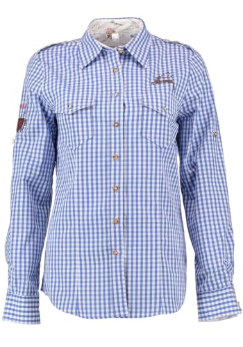 OS Trachten Damen Bluse Langarm Trachtenbluse mit Liegekragen Fronix, Größe:34, Farbe:Jeans von OS Trachten