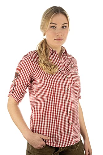OS Trachten Damen Bluse Langarm Trachtenbluse mit Liegekragen Fronix, Größe:38, Farbe:mittelrot von OS Trachten