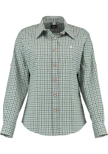 OS Trachten Damen Bluse Langarm Trachtenbluse mit Liegekragen Grovo, Größe:50, Farbe:dunkelgrün von OS Trachten