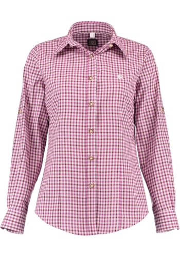 OS Trachten Damen Bluse Langarm Trachtenbluse mit Liegekragen Grovo, Größe:50, Farbe:weinrot von OS Trachten