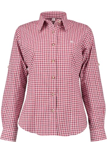 OS Trachten Damen Bluse Langarm Trachtenbluse mit Liegekragen Grovo, Größe:54, Farbe:hochrot von OS Trachten