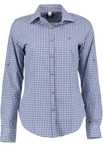 OS Trachten Damen Bluse Langarm Trachtenbluse mit Liegekragen Miweyo, Größe:38, Farbe:Kornblau von OS Trachten