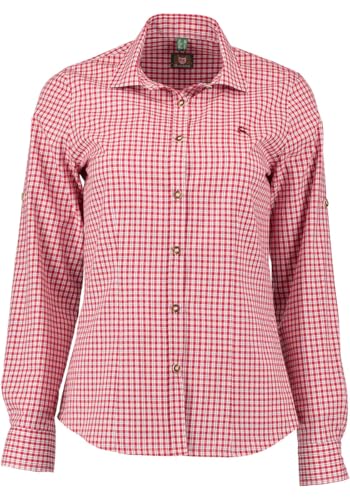 OS Trachten Damen Bluse Langarm Trachtenbluse mit Liegekragen Miweyo, Größe:48, Farbe:mittelrot von OS Trachten