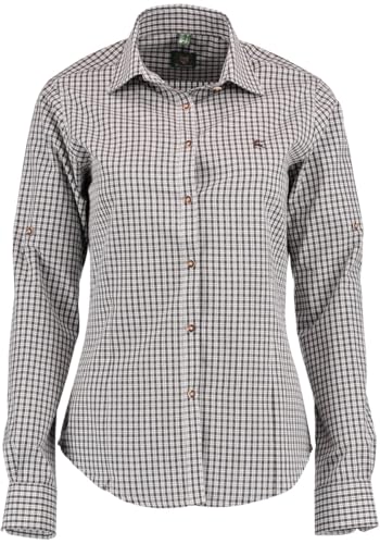 OS Trachten Damen Bluse Langarm Trachtenbluse mit Liegekragen Miweyo, Größe:52, Farbe:dunkelgrün von OS Trachten