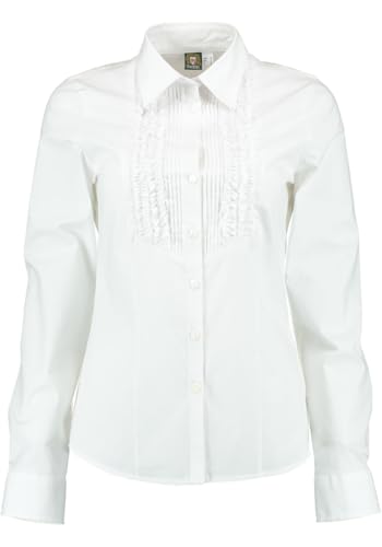 OS Trachten Damen Bluse Langarm Trachtenbluse mit Liegekragen Pavufu, Größe:42, Farbe:weiß von OS Trachten