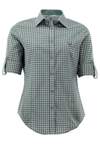 OS Trachten Damen Bluse Langarm Trachtenbluse mit Liegekragen Prami, Größe:40, Farbe:dunkelgrün von OS Trachten