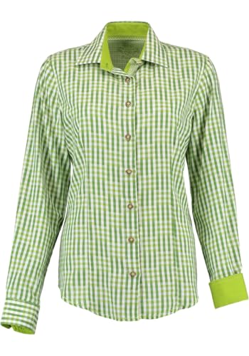 OS Trachten Damen Bluse Langarm Trachtenbluse mit Liegekragen Prigmi, Größe:42, Farbe:giftgrün von OS Trachten