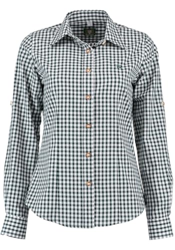 OS Trachten Damen Bluse Langarm Trachtenbluse mit Liegekragen Qorru, Größe:48, Farbe:dunkelgrün von OS Trachten