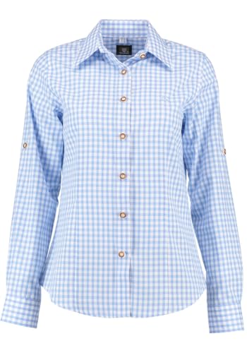 OS Trachten Damen Bluse Langarm Trachtenbluse mit Liegekragen Qorru, Größe:52, Farbe:hellblau/bleu von OS Trachten