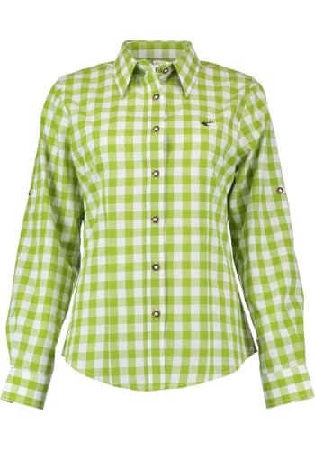 OS Trachten Damen Bluse Langarm Trachtenbluse mit Liegekragen Traian, Größe:44, Farbe:giftgrün von OS Trachten