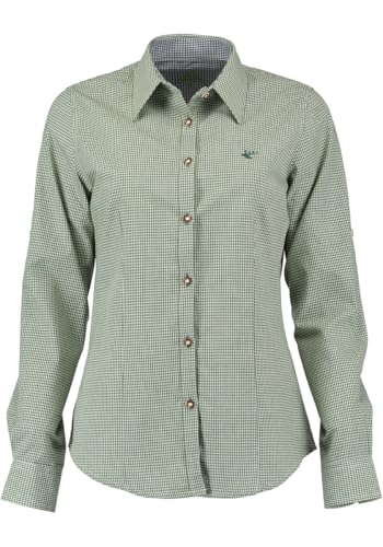 OS Trachten Damen Bluse Langarm Trachtenbluse mit Liegekragen Ututu, Größe:34, Farbe:Khaki/Schlamm von OS Trachten