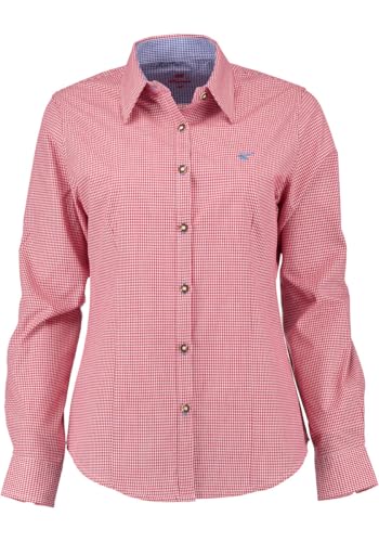 OS Trachten Damen Bluse Langarm Trachtenbluse mit Liegekragen Ututu, Größe:40, Farbe:mittelrot von OS Trachten