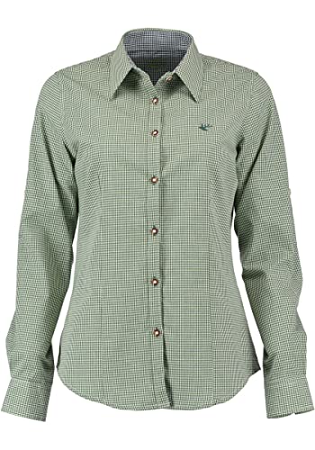 OS Trachten Damen Bluse Langarm Trachtenbluse mit Liegekragen Ututu, Größe:48, Farbe:Khaki/Schlamm von OS Trachten