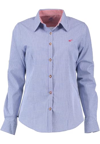 OS Trachten Damen Bluse Langarm Trachtenbluse mit Liegekragen Ututu, Größe:50, Farbe:Mittelblau von OS Trachten
