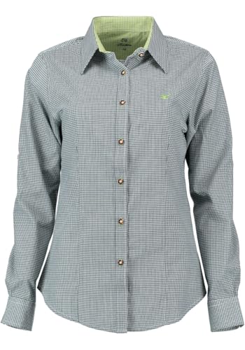 OS Trachten Damen Bluse Langarm Trachtenbluse mit Liegekragen Ututu, Größe:50, Farbe:dunkelgrün von OS Trachten