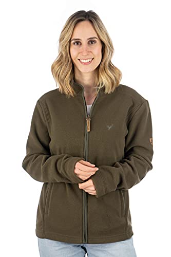OS Trachten Damen Fleecejacke Sweatjacke Zip-Jacke hochgeschlossen Kroios, Größe:52, Farbe:khaki/schlamm von OS Trachten