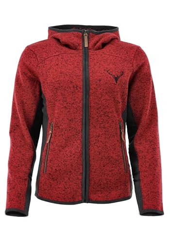 OS Trachten Damen Strickfleecejacke Freizeitjacke Übergangjacke mit Kapuze Zumgu, Größe:44, Farbe:hochrot von OS Trachten