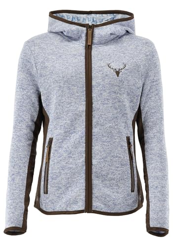 OS Trachten Damen Strickfleecejacke Freizeitjacke Übergangjacke mit Kapuze Zumgu, Größe:46, Farbe:hellblau/bleu von OS Trachten