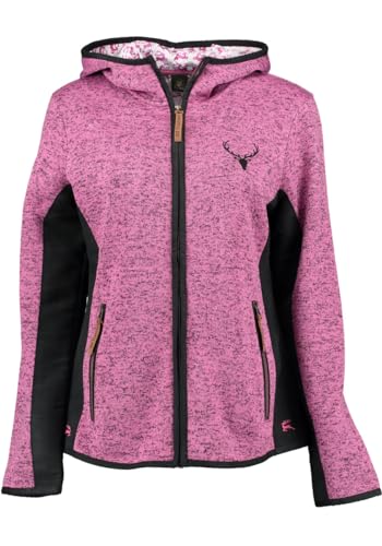 OS Trachten Damen Strickfleecejacke Freizeitjacke Übergangjacke mit Kapuze Zumgu, Größe:48, Farbe:Himbeere von OS Trachten