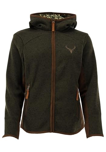 OS Trachten Damen Strickfleecejacke Freizeitjacke Übergangjacke mit Kapuze Zumgu, Größe:50, Farbe:Schilf von OS Trachten